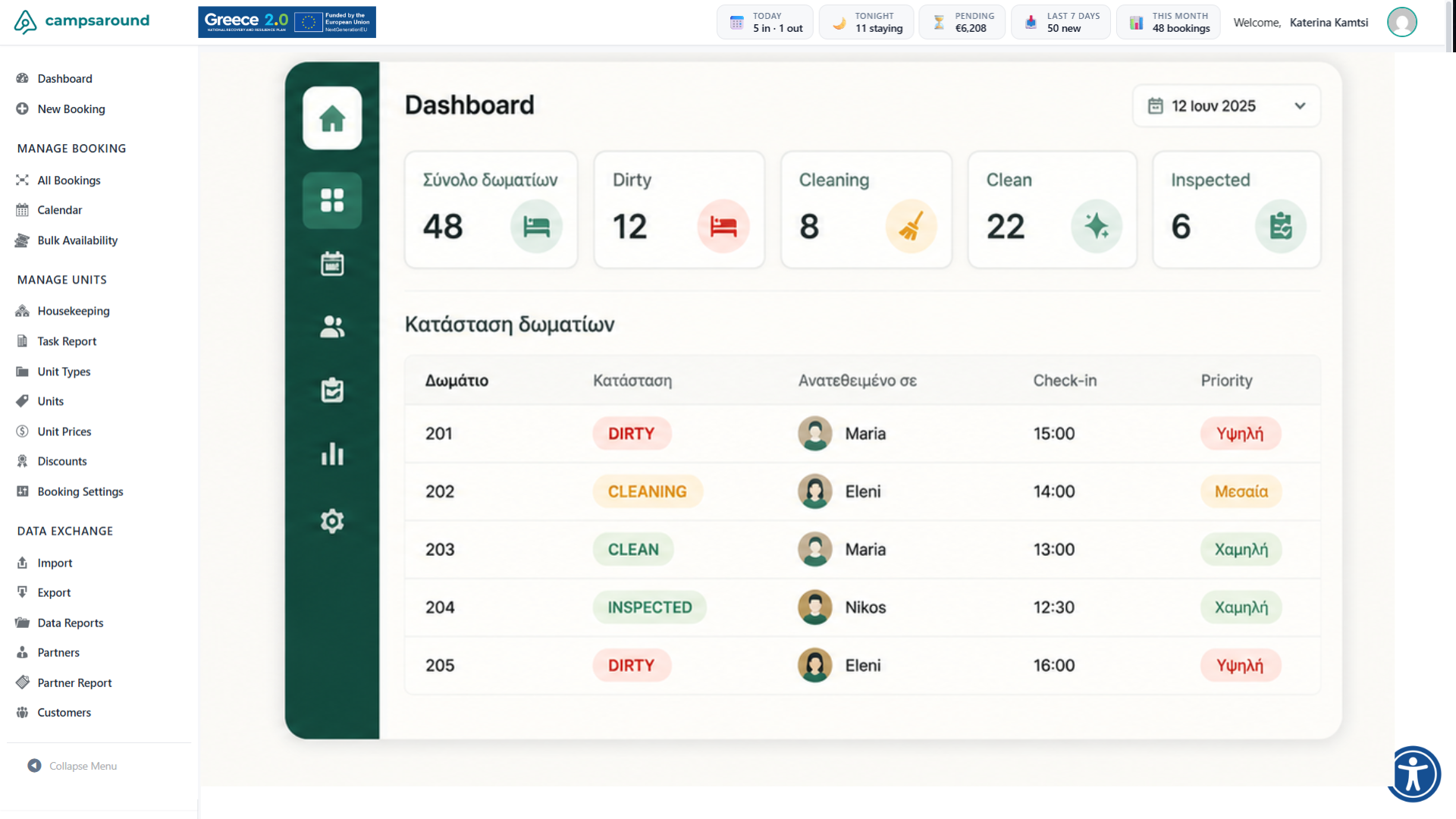 Smart Task Assignment — screenshot από το CampsAround PMS